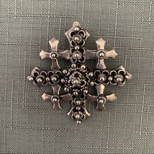 Vintage Jerusalem Jordon 900 Silver Maltese Cross Pendant Pin